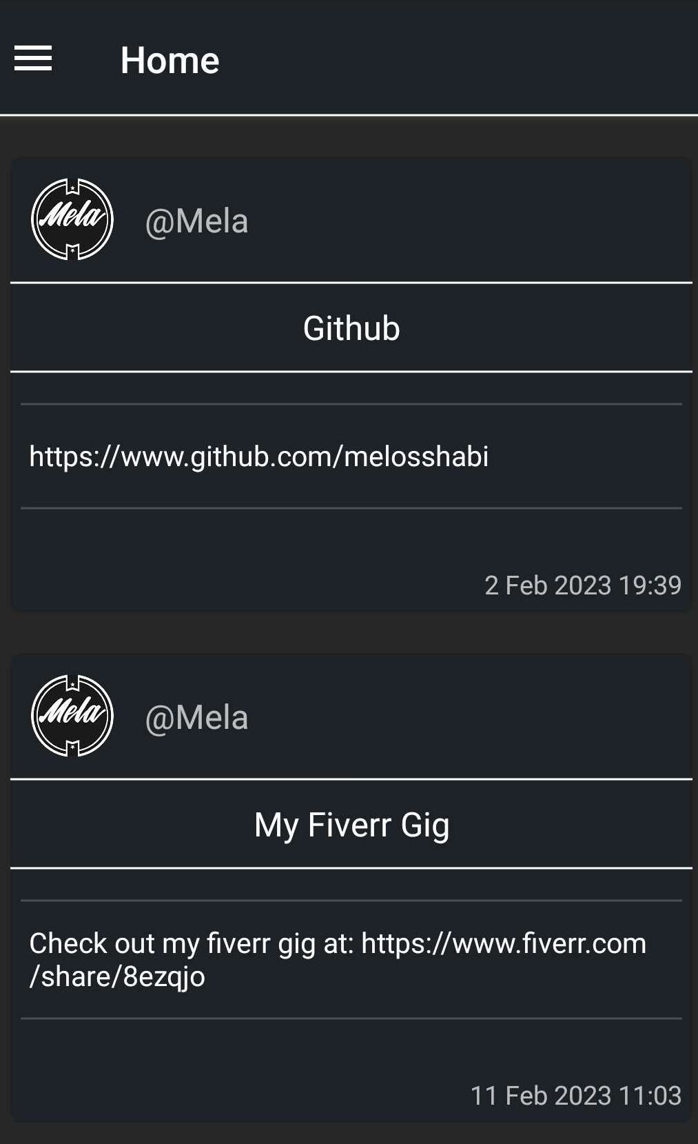 Screenshot of my Blog App