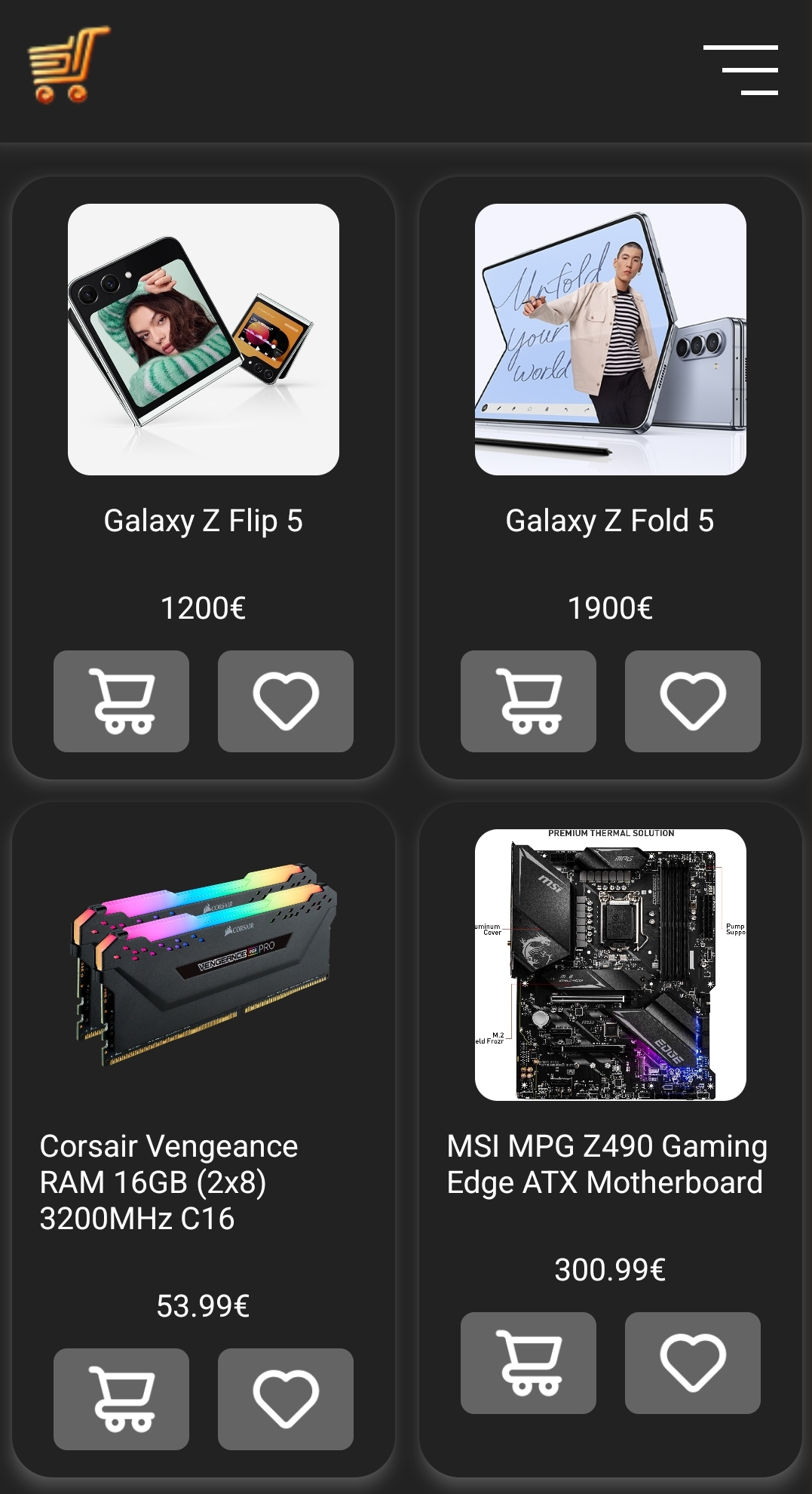 Screenshot of my Ecommerce App